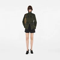Leather Trim Nylon Blend Field Jacket in Shale - Women | Burberry® Official