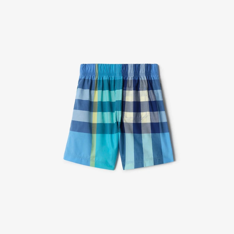 Check Cotton Shorts in Bright turquoise | Burberry® Official