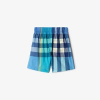 Check Cotton Shorts in Bright turquoise | Burberry® Official