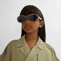 Check Oval Sunglasses in Antique yellow - Children | Burberry® Official
