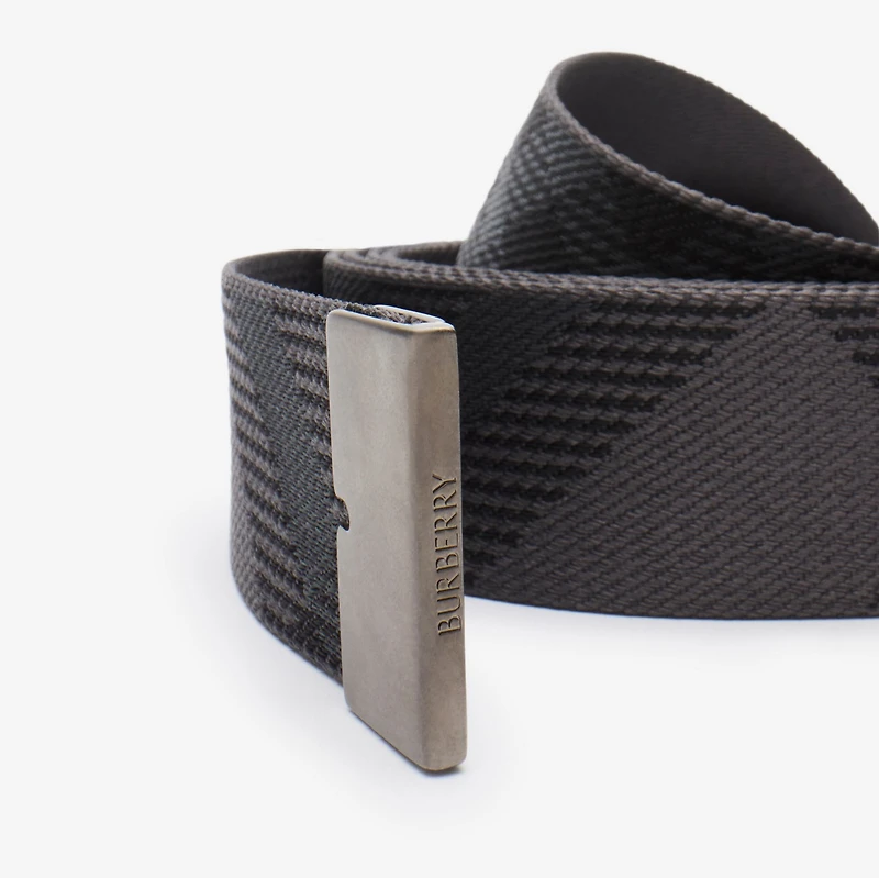 Check Webbing Belt in Iron grey - Men, Nylon | Burberry® Official