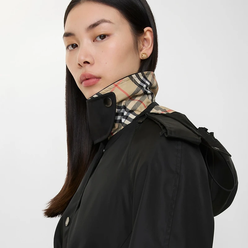 Long Nylon Hooded Car Coat in Black - Women | Burberry® Official