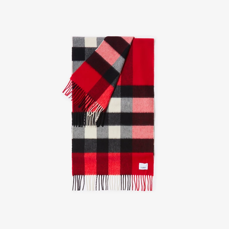 Check Cashmere Scarf in Red | Burberry® Official