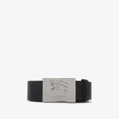 Reversible Leather Square Knight Stamp Belt in Black/hazel brown/silver - Men | Burberry® Official