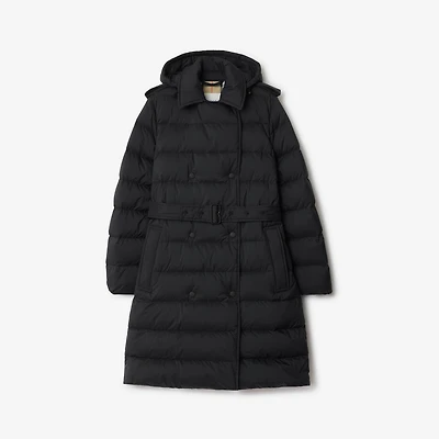 Mid-length Nylon Hooded Puffer Coat in Black - Women | Burberry® Official