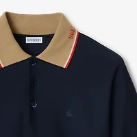 Logo Collar Cotton Polo Shirt in Navy - Men | Burberry® Official