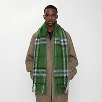 Check Mohair Wool Scarf in Leaf | Burberry® Official