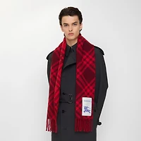 Check Cashmere Scarf in Oxblood red | Burberry® Official