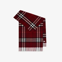 Wide Check Cashmere Scarf in Oxblood red | Burberry® Official