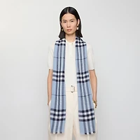 Wide Check Wool Scarf in Bank blue | Burberry® Official
