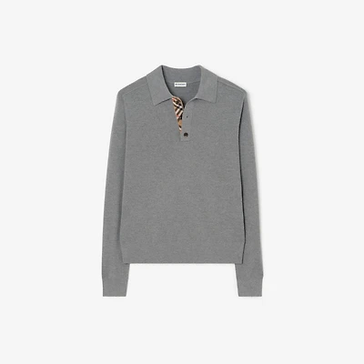 Long-sleeve Wool Polo Shirt in Grey - Men | Burberry® Official