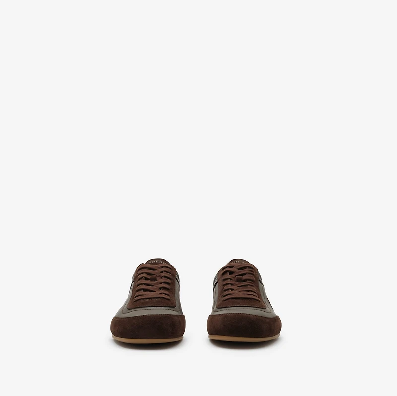 Leather Knight Runner Sneakers​ in Moorhen brown - Men | Burberry® Official