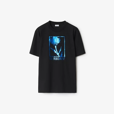 Thistle Cotton T-shirt in Black - Men | Burberry® Official