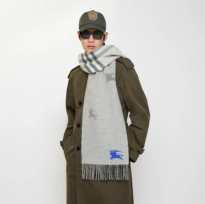 Reversible EKD Check Cashmere Scarf in Mitten grey | Burberry® Official