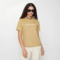 Logo Cotton T-shirt in Flax beige - Women | Burberry® Official