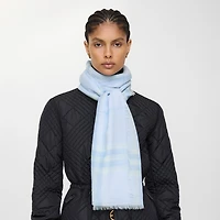 Wide Check Wool Scarf in Cirrus blue | Burberry® Official