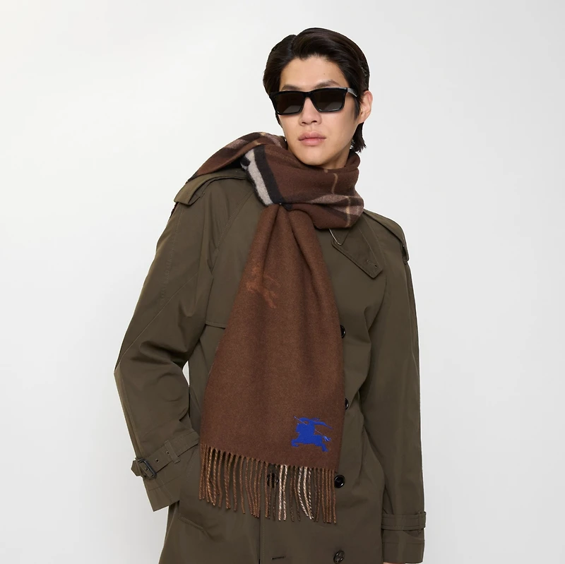 Reversible EKD Check Cashmere Scarf in Treacle brown | Burberry® Official