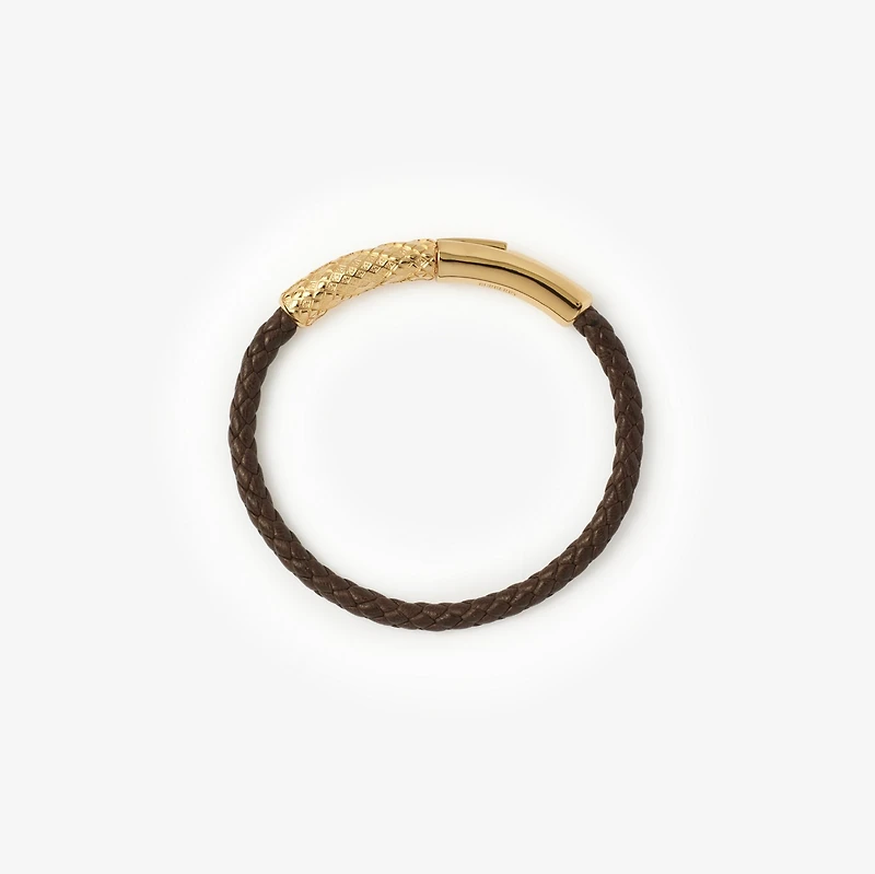Leather Check Bracelet in Gold/military - Women | Burberry® Official