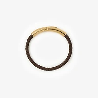 Leather Check Bracelet in Gold/military - Women | Burberry® Official