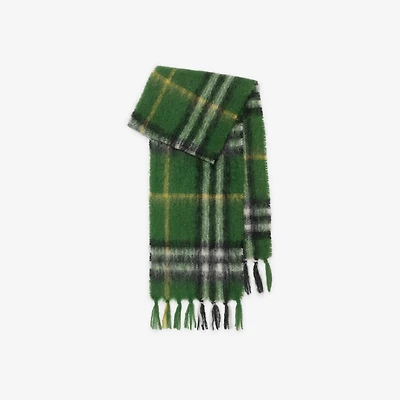 Check Mohair Wool Scarf in Leaf | Burberry® Official