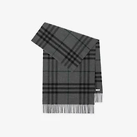 Wide Check Cashmere Scarf in Charcoal grey/vine green | Burberry® Official