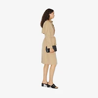Long Check Collar Gabardine Trench Coat in Honey - Women, Cotton Gabardine | Burberry® Official
