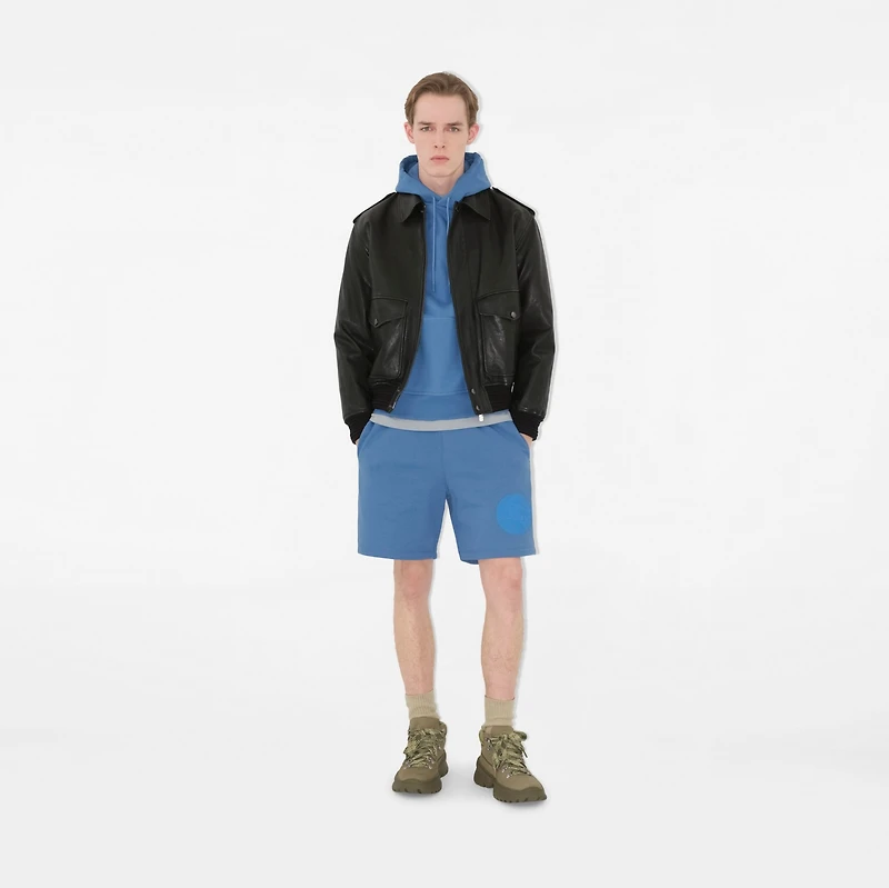 EKD Badge Cotton Shorts in Pool - Men | Burberry® Official