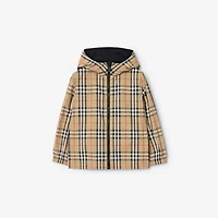 Reversible Check Hooded Jacket in Sand beige | Burberry® Official