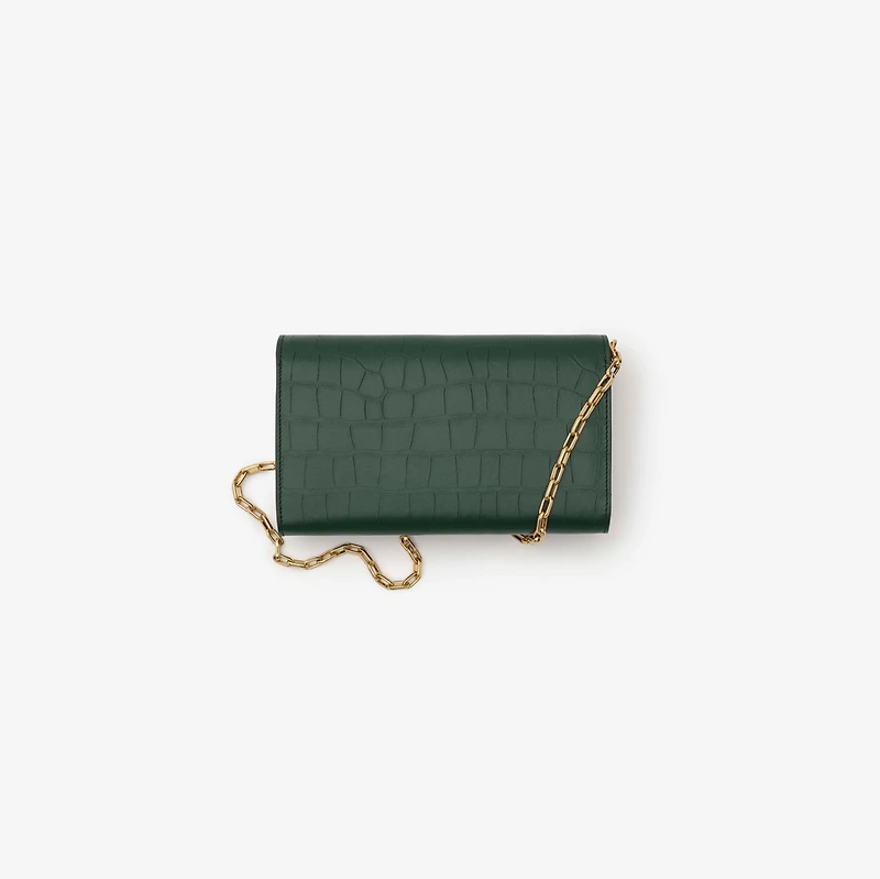 Cotswolds Chain Strap Wallet in Ivy green - Women | Burberry® Official