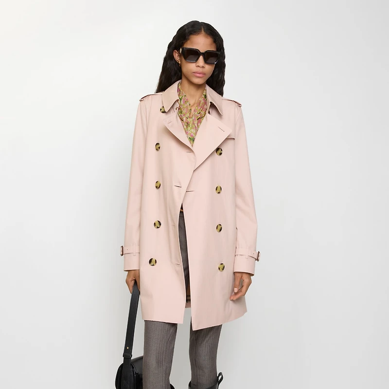 Short Tropical Gabardine Kensington Trench Coat in Pale sugar pink - Women, Cotton Gabardine | Burberry® Official