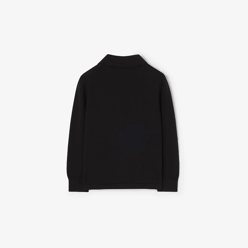 Long-sleeve EKD Cotton Polo Shirt in Black | Burberry® Official