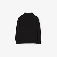 Long-sleeve EKD Cotton Polo Shirt in Black | Burberry® Official