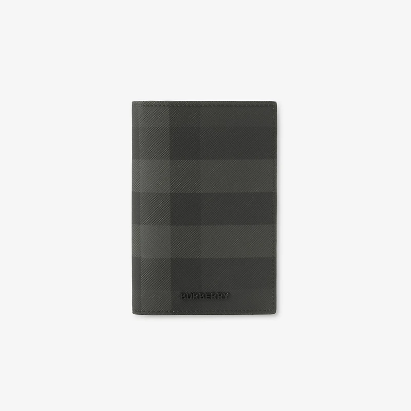 Check Passport Holder in Charcoal - Men, Canvas | Burberry® Official