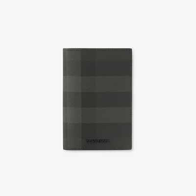Check Passport Holder in Charcoal - Men, Canvas | Burberry® Official
