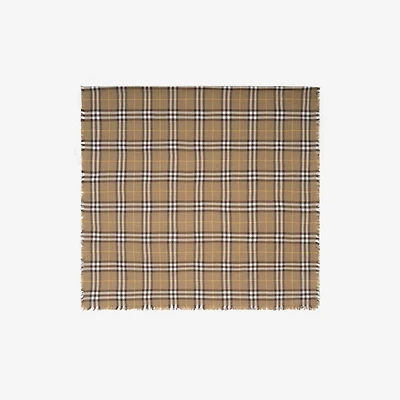 Check Cashmere Silk Scarf in Vole brown | Burberry® Official