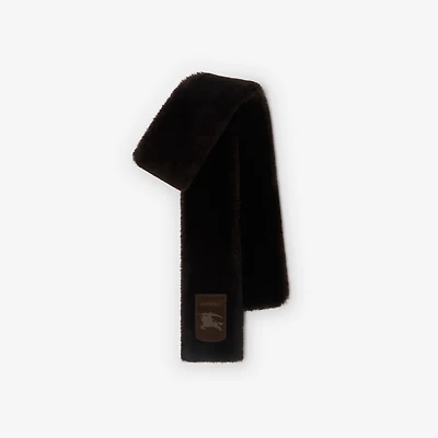 Narrow Label Shearling Scarf in Dark brown | Burberry® Official