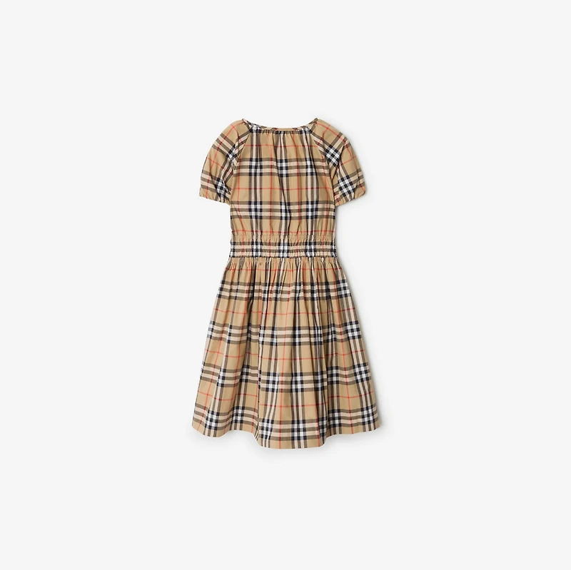 Check Cotton Dress in Sand beige | Burberry® Official