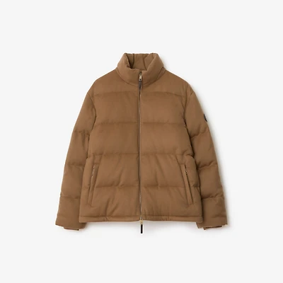 Cashmere Snowdon Puffer Jacket in Camel - Men | Burberry® Official