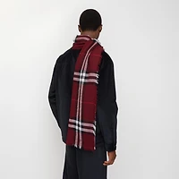 Wide Check Wool Scarf in Oxblood | Burberry® Official