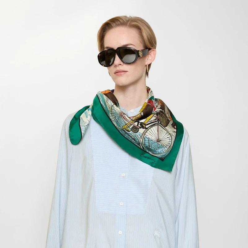 Raining Cats and Dogs​ Silk Scarf in Kew green | Burberry® Official