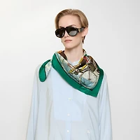 Raining Cats and Dogs​ Silk Scarf in Kew green | Burberry® Official