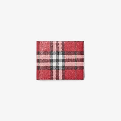 Check Slim Bifold Wallet​ in Post red - Men | Burberry® Official
