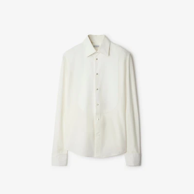 Slim Fit Cotton Silk Tuxedo Shirt in Natural white - Men | Burberry® Official
