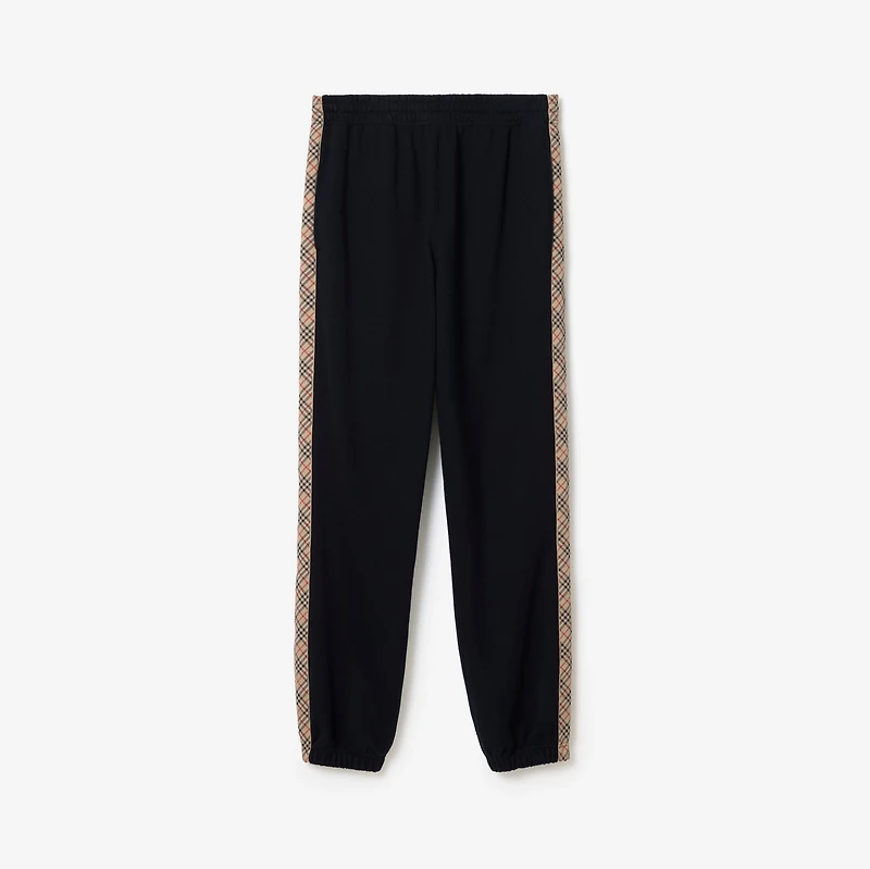 Check Trim Cotton Jogging Pants in Navy - Men | Burberry® Official