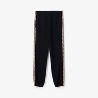 Check Trim Cotton Jogging Pants in Navy - Men | Burberry® Official