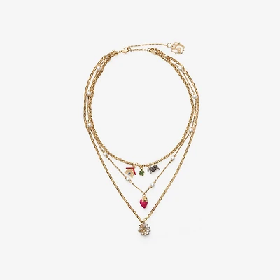 Multi-layered Charm Necklace in Gold/silver/multicolour - Women | Burberry® Official