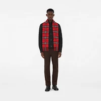 Narrow Check Cashmere Scarf in Post red | Burberry® Official