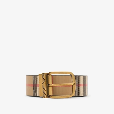 Reversible Check Pin Belt in Black/sand beige - Men | Burberry® Official