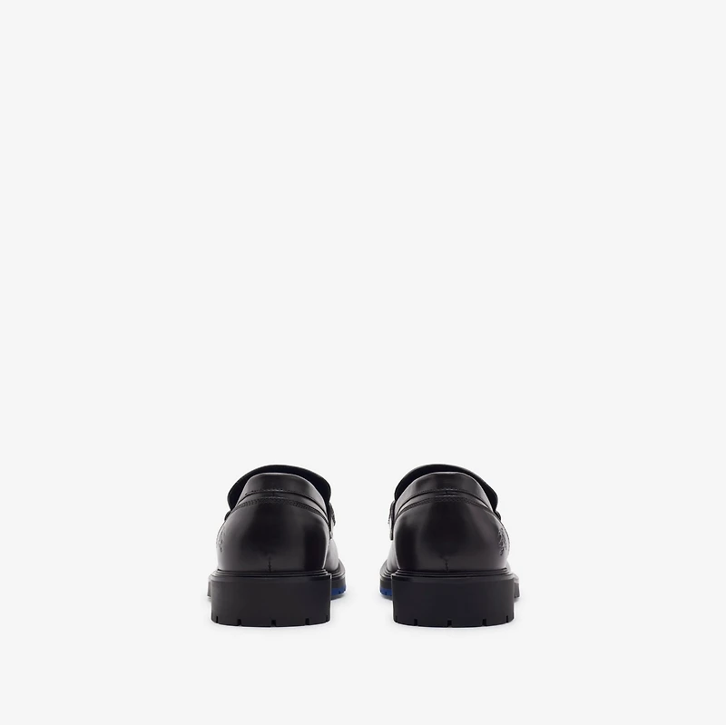 Leather Rogue Loafers in Log - Men | Burberry® Official