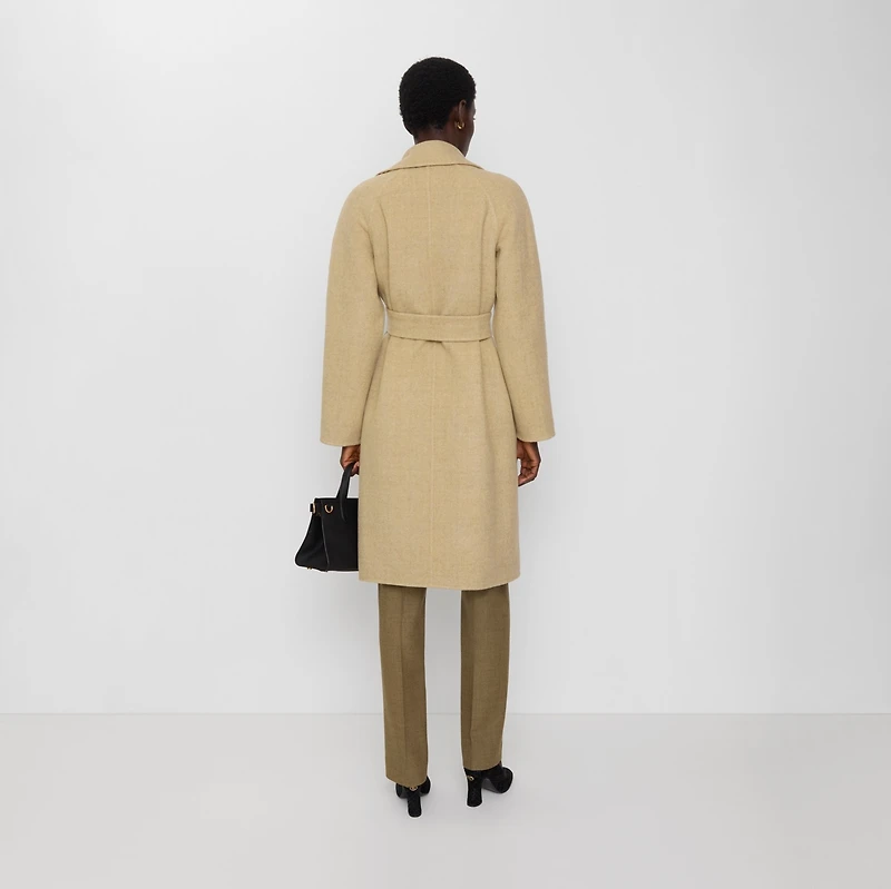 Reversible Wool Wrap Coat in Sand beige - Women | Burberry® Official